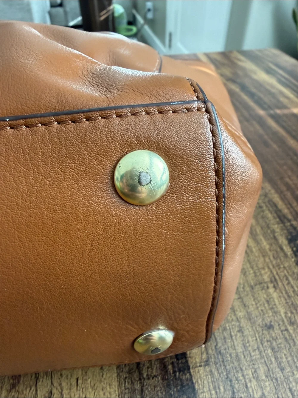Coach Cognac Leather Tote with Gold Hardware EUC
